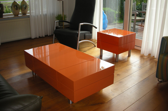 salontafel design oranje hoogglans