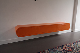 oranje hoogglans design kast