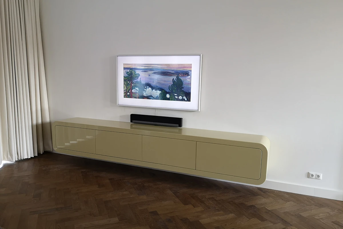 Hangende laden kast design groen ronde corpus