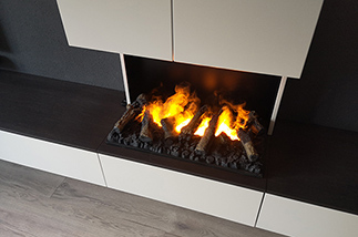wandcombinatie met electrische haard