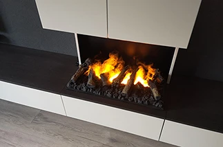 wandcombinatie met electrische haard