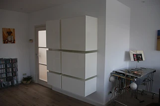 kast mozaiek in verstek wit