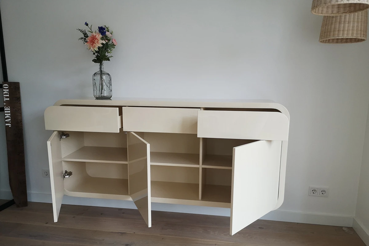 wevende kast hoogglans rond design op maat