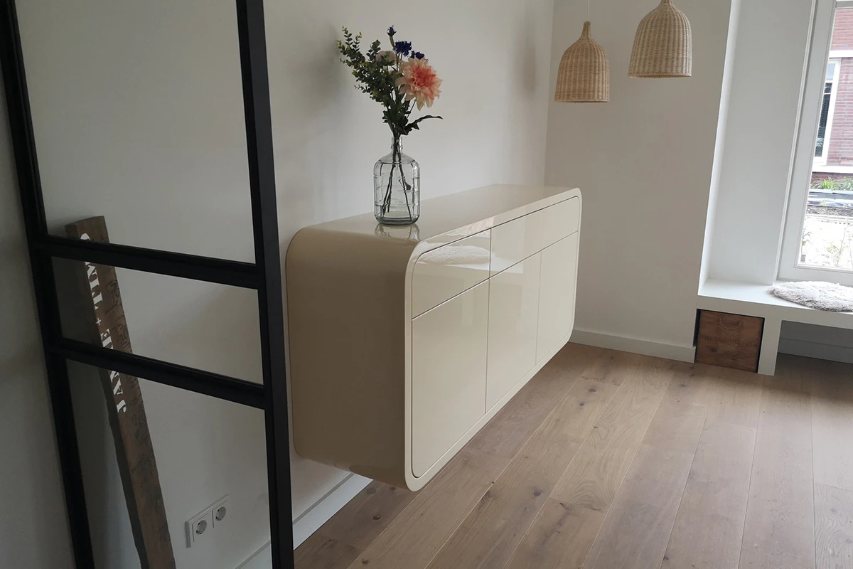 wevende kast hoogglans rond design op maat